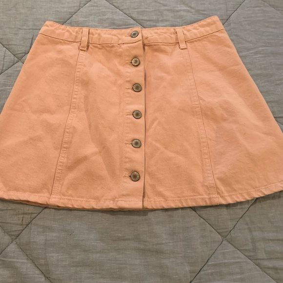 Forever 21 Dresses & Skirts - Forever 21 Orange Peach Denim Button Fly Mini Skirt